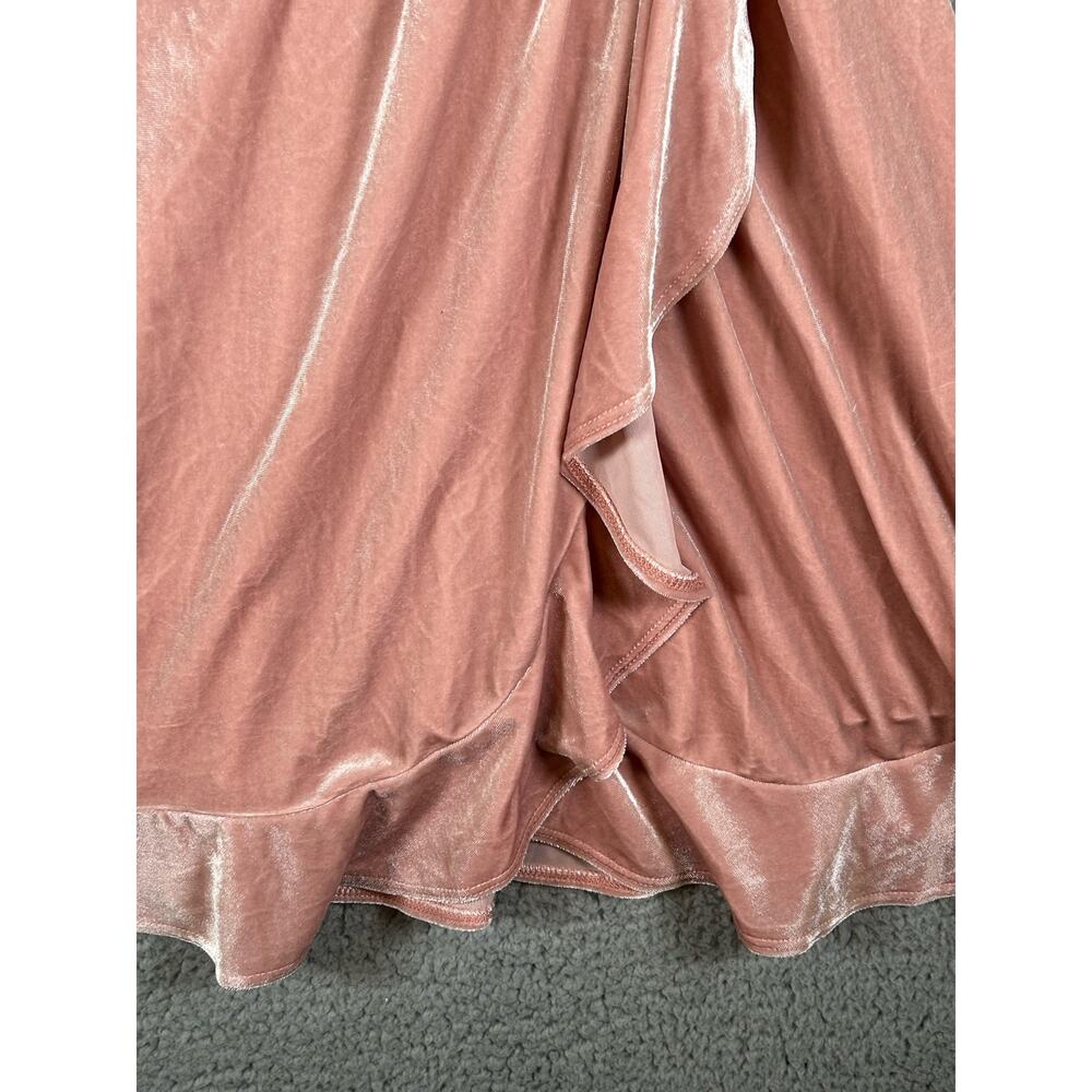 Aqua Dress Women M Pink Velvet Ruffled Sleeveless Made in U.S.A, Barbie Core - Picture 5 of 9